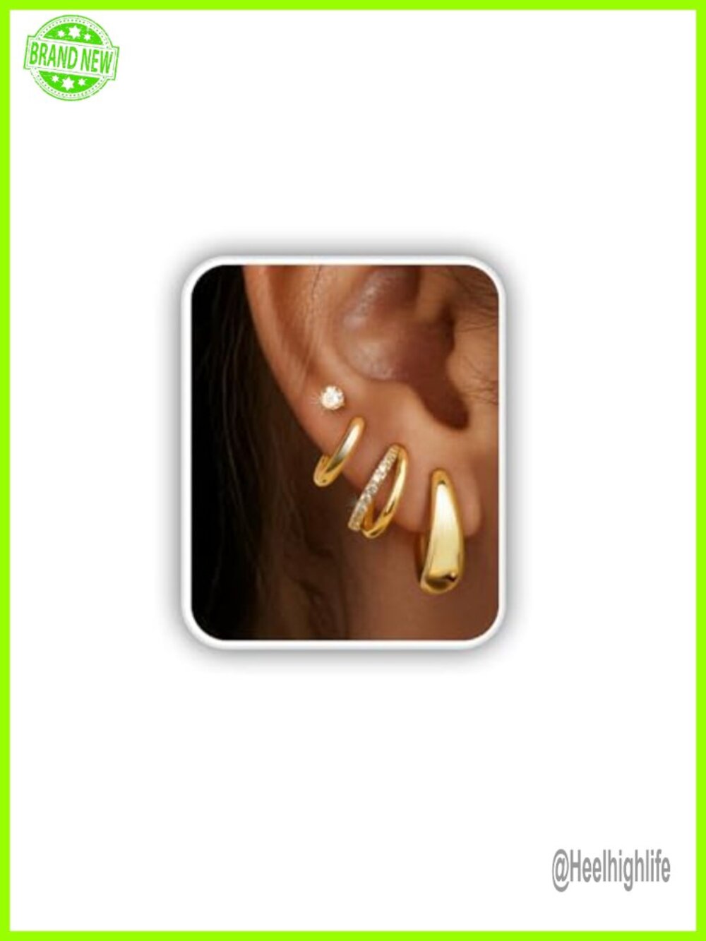14K Gold Plated Huggie Hoop Earrings Set 4 Pairs Surgical Steel